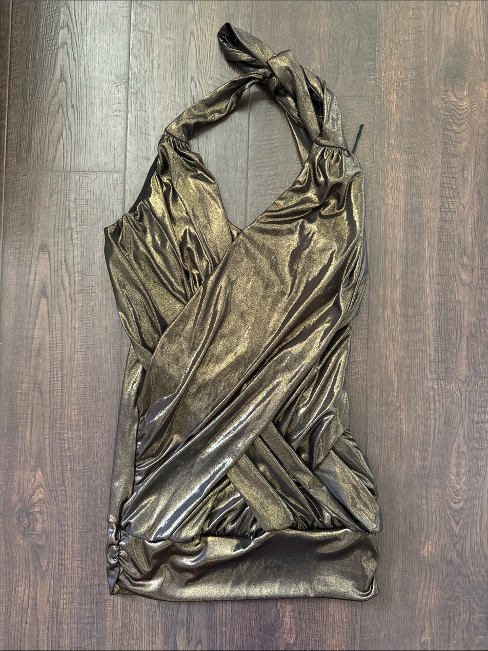 Metallic Gold Halter Wrap Camisole